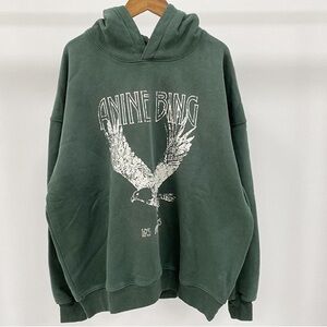 Anine Bing Forest Green Hoodie with Eagle Design